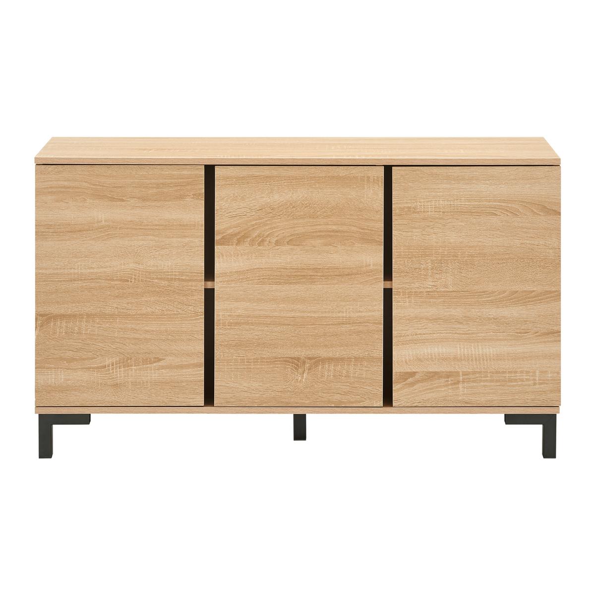 Sideboard Lori Eichefarben MDF - Eichefarben/Schwarz, MODERN, Metall (120/70/35cm) - Bessagi Home