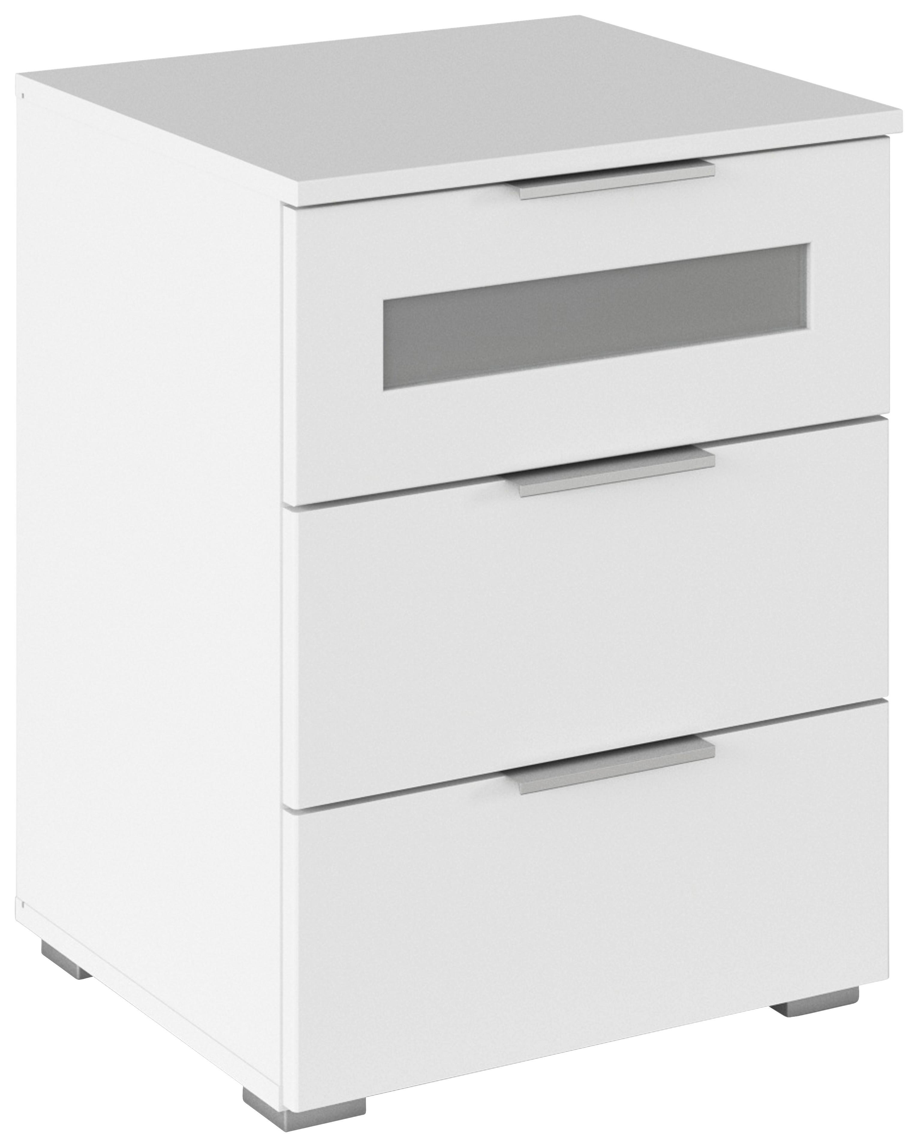 Nachtkästchen Mars 3L-GR Klar/Weiß - Klar/Alufarben, KONVENTIONELL, Glas/Holzwerkstoff (47/62/42cm) - Mömax