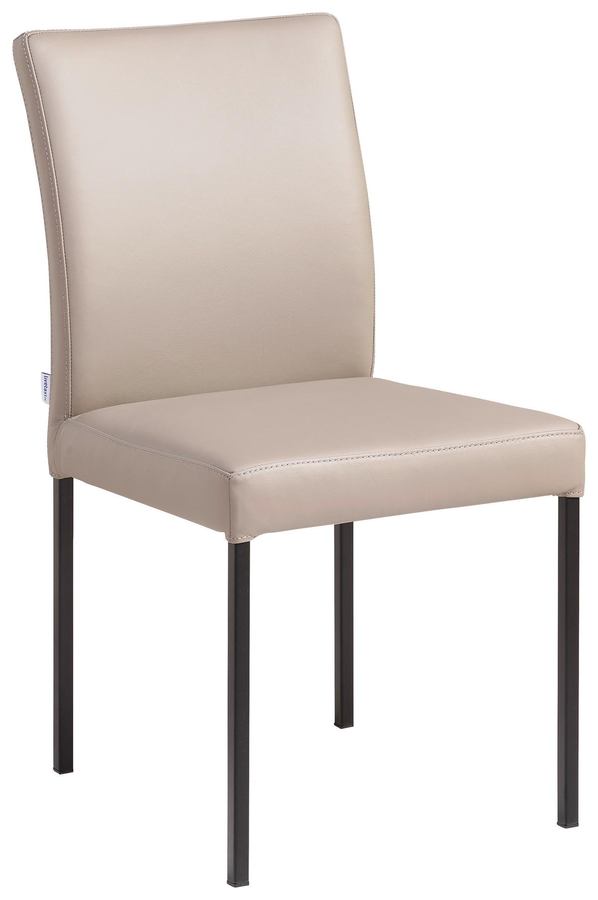 KRZESŁO NUNZIO - czarny/taupe, Modern, skóra/metal (45,5/86/57,5cm) - Livetastic