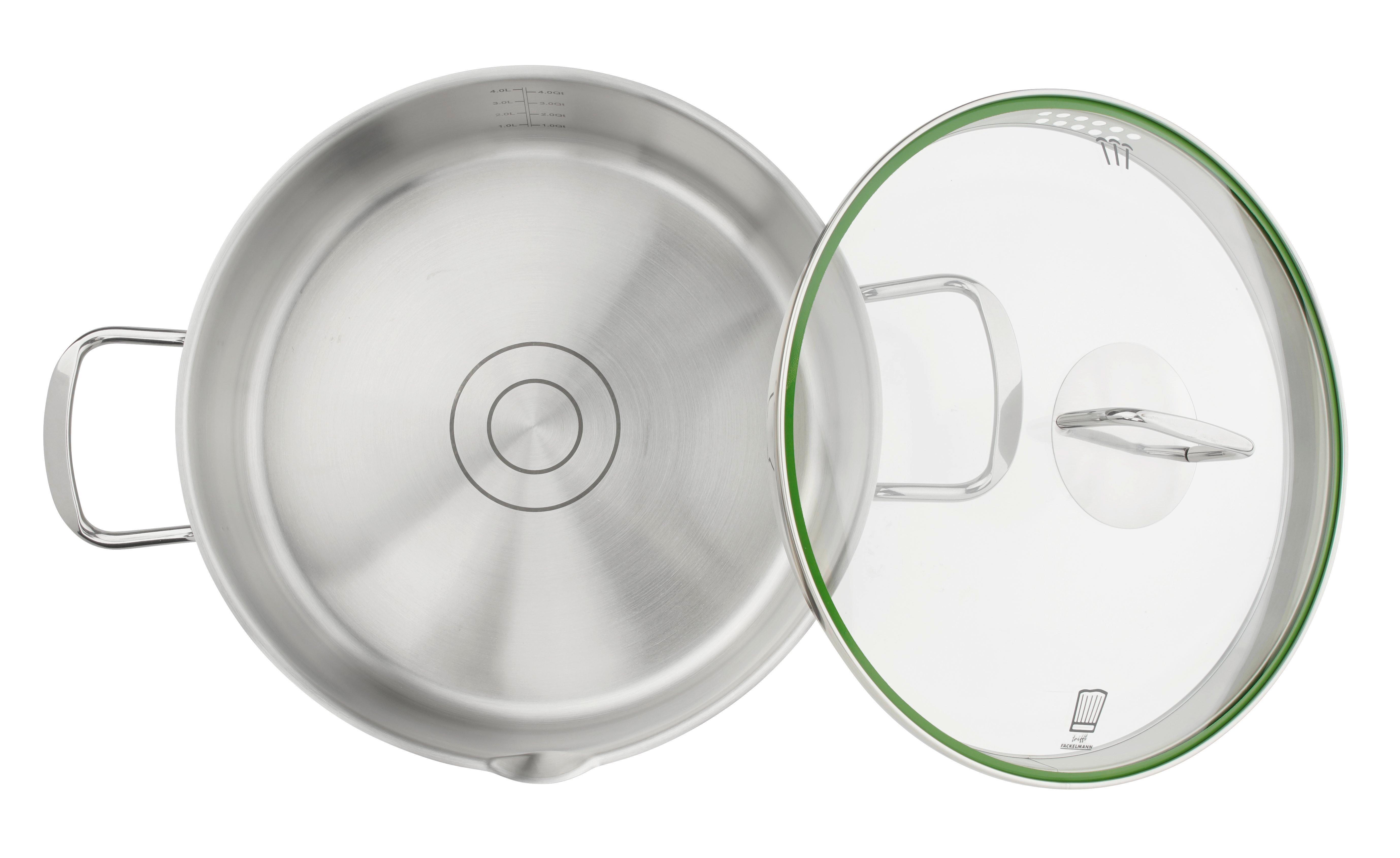 Tigaie pentru servire Munich 4L - culoare inox, Design, sticlă/metal (28cm) - Chefkoch+Fackelmann