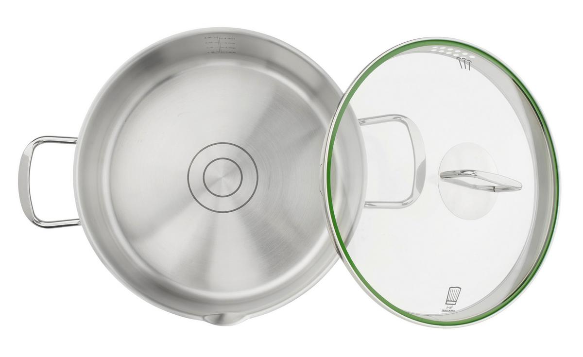 Tigaie pentru servire Munich 4L - culoare inox, Design, sticlă/metal (28cm) - Chefkoch+Fackelmann