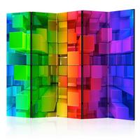 Paravan Colour Jigsaw I, 5-Delni, Dvostranski - večbarvno, Basics, tekstil/les (225/172/3cm) - artgeist