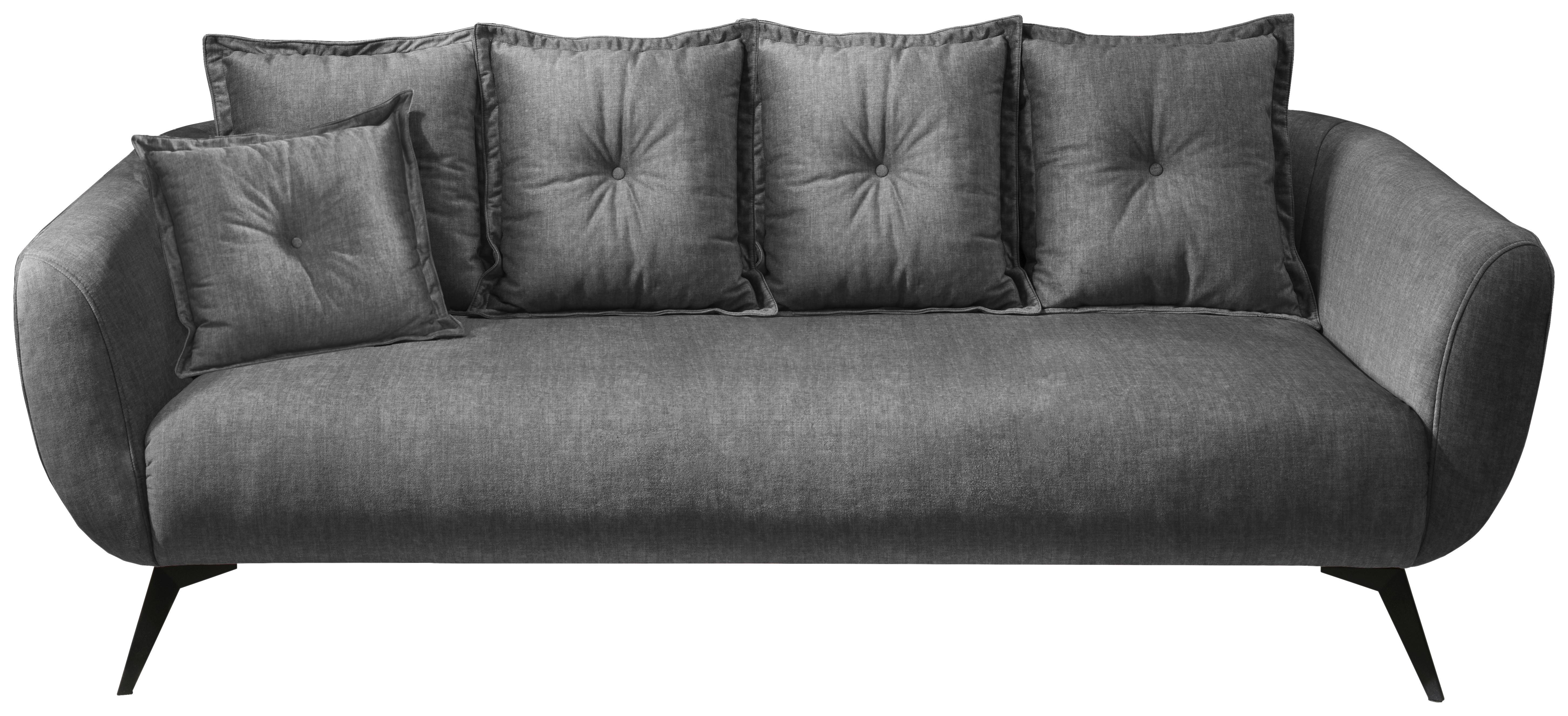 3-Sitzer-Sofa Baggio Grau Velours - Schwarz/Grau, MODERN, Holz/Textil (236/94/103cm) - Livetastic