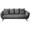 3-Sitzer-Sofa Baggio Grau Velours - Schwarz/Grau, MODERN, Holz/Textil (236/94/103cm) - Livetastic