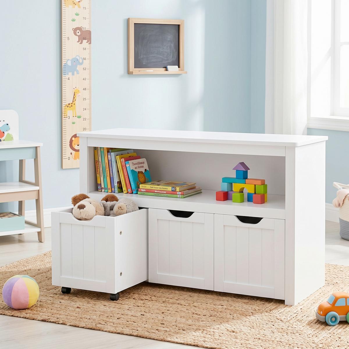 Kinderregal in Weiß MDF mit 3 Schubladen - Weiß, Trend, Holzwerkstoff (102/60/30cm) - MID.YOU