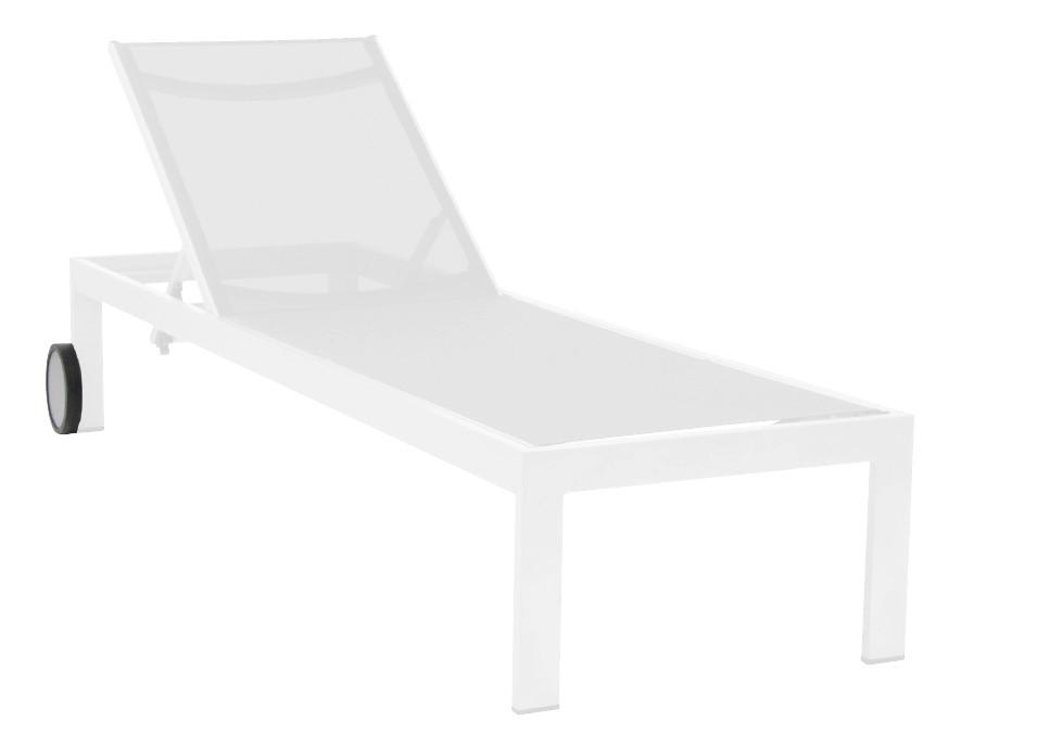 Ležalnik Rimini, Bela - bela, Basics, kovina/tekstil (198/60/35cm) - Acamp