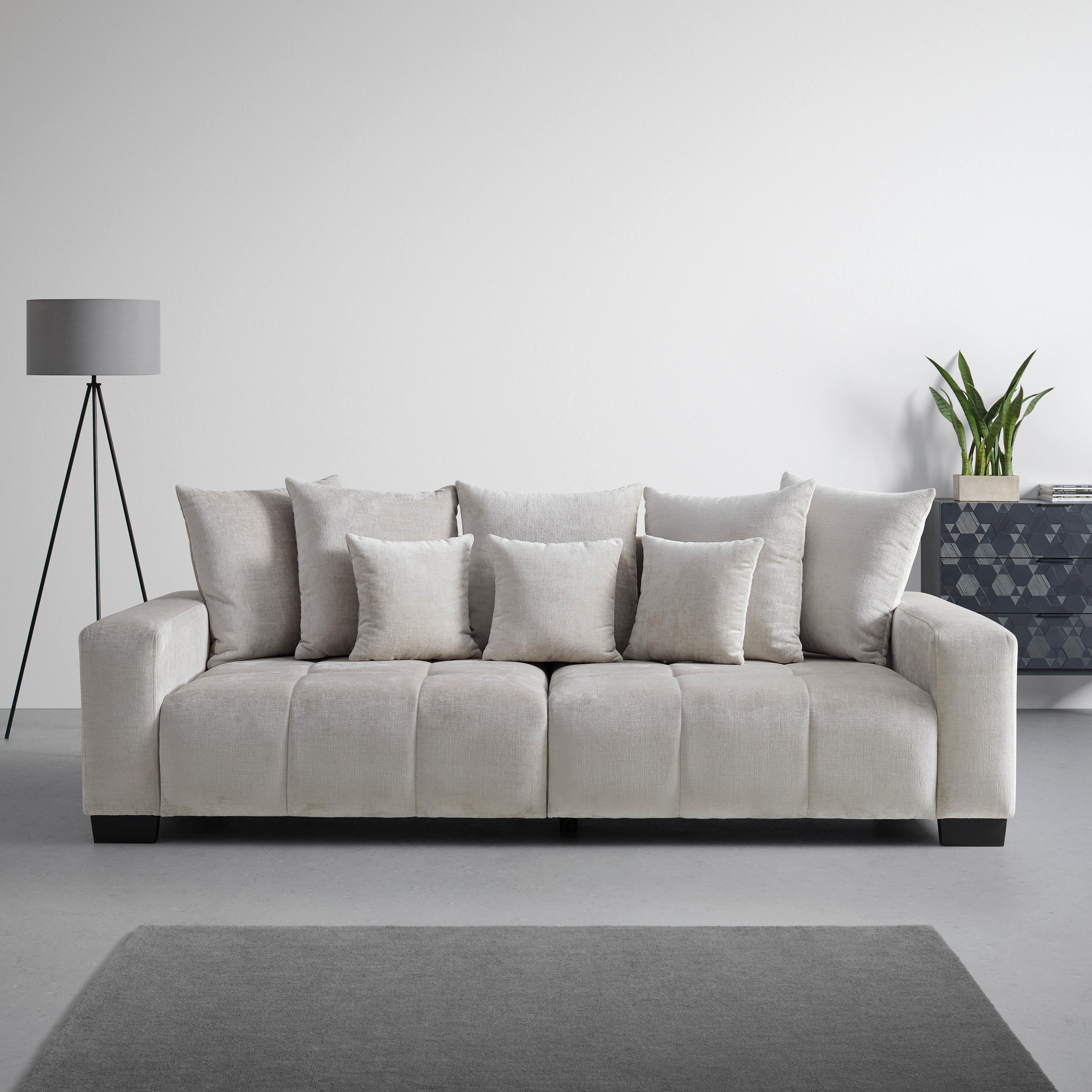 Bigsofa Matteo in Beige - Beige/Schwarz, MODERN, Holz (246/93/124cm) - Based