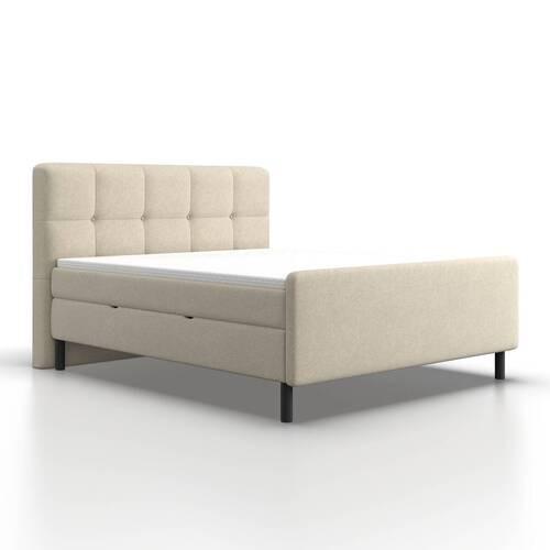 Boxbett Marbella ca. 180x200 cm Beige mit Topper - Beige/Schwarz, MODERN, Holz/Holzwerkstoff (180/200cm) - Bessagi Home