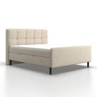 Boxbett Marbella Beige ca. 180x200 cm mit Topper - Beige/Schwarz, MODERN, Holz/Holzwerkstoff (180/200cm) - Bessagi Home