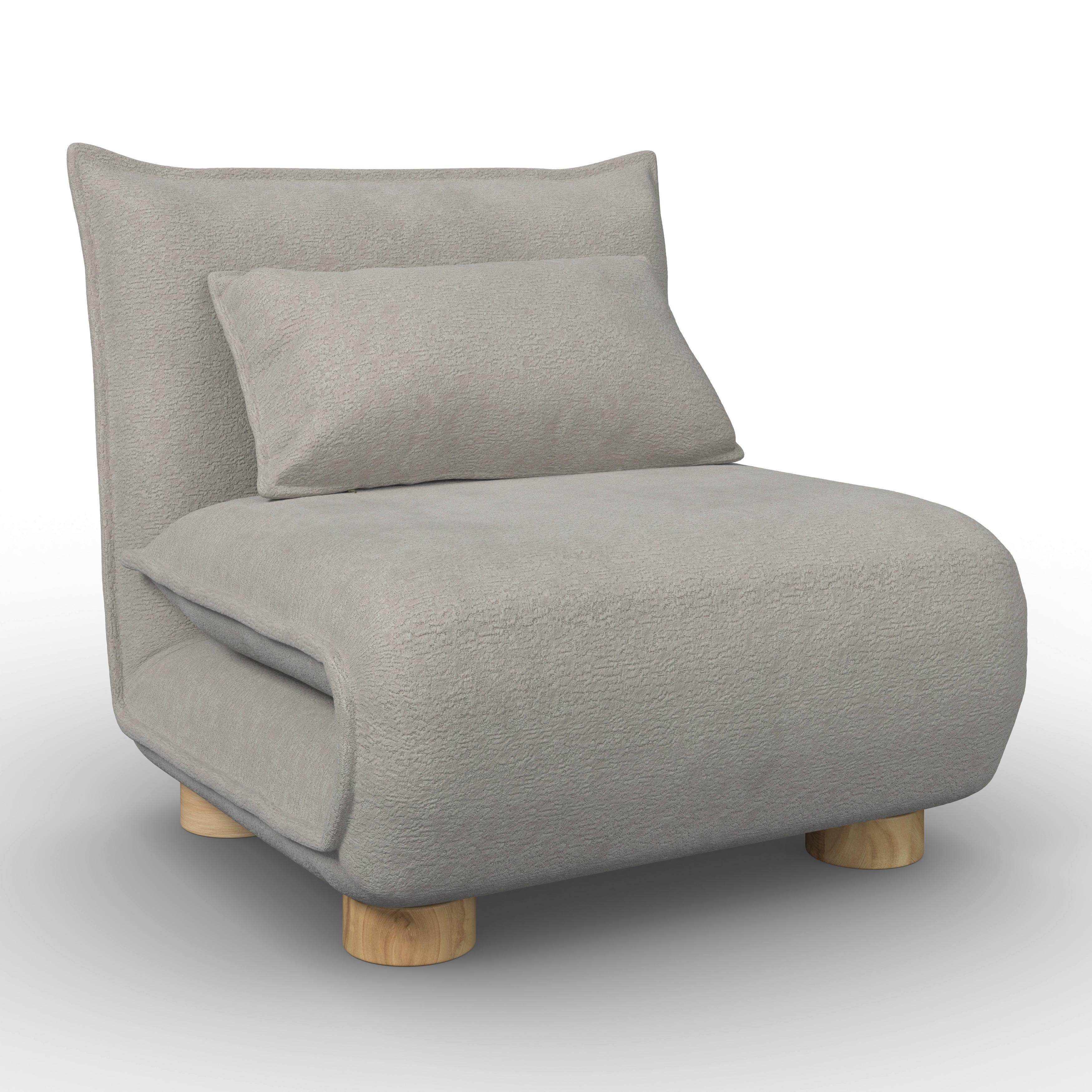 Schlafsessel Bella Bouclé Beige - Beige/Naturfarben, MODERN, Holz/Textil (83/41/63cm) - Bessagi Home