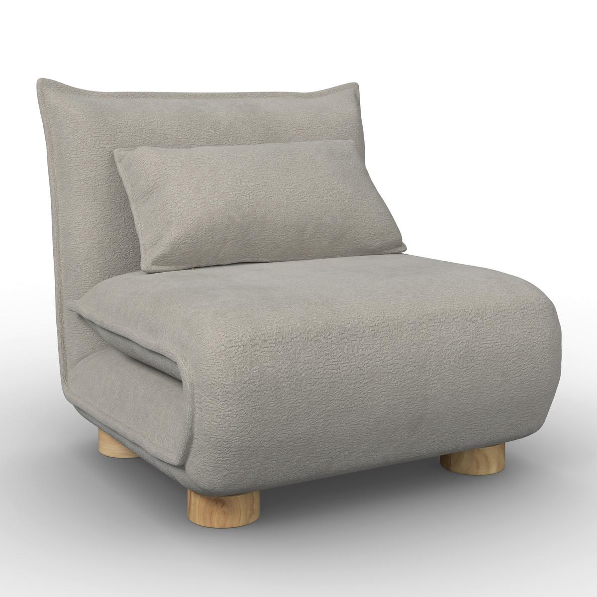 Schlafsessel Bella Bouclé Beige - Beige/Naturfarben, MODERN, Holz/Textil (83/41/63cm) - Bessagi Home