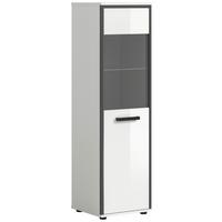 Midischrank Kojak Weiß/Anthrazit - Weiß Hochglanz/Schwarz, MODERN, Glas/Holzwerkstoff (40/139/34cm) - MID.YOU