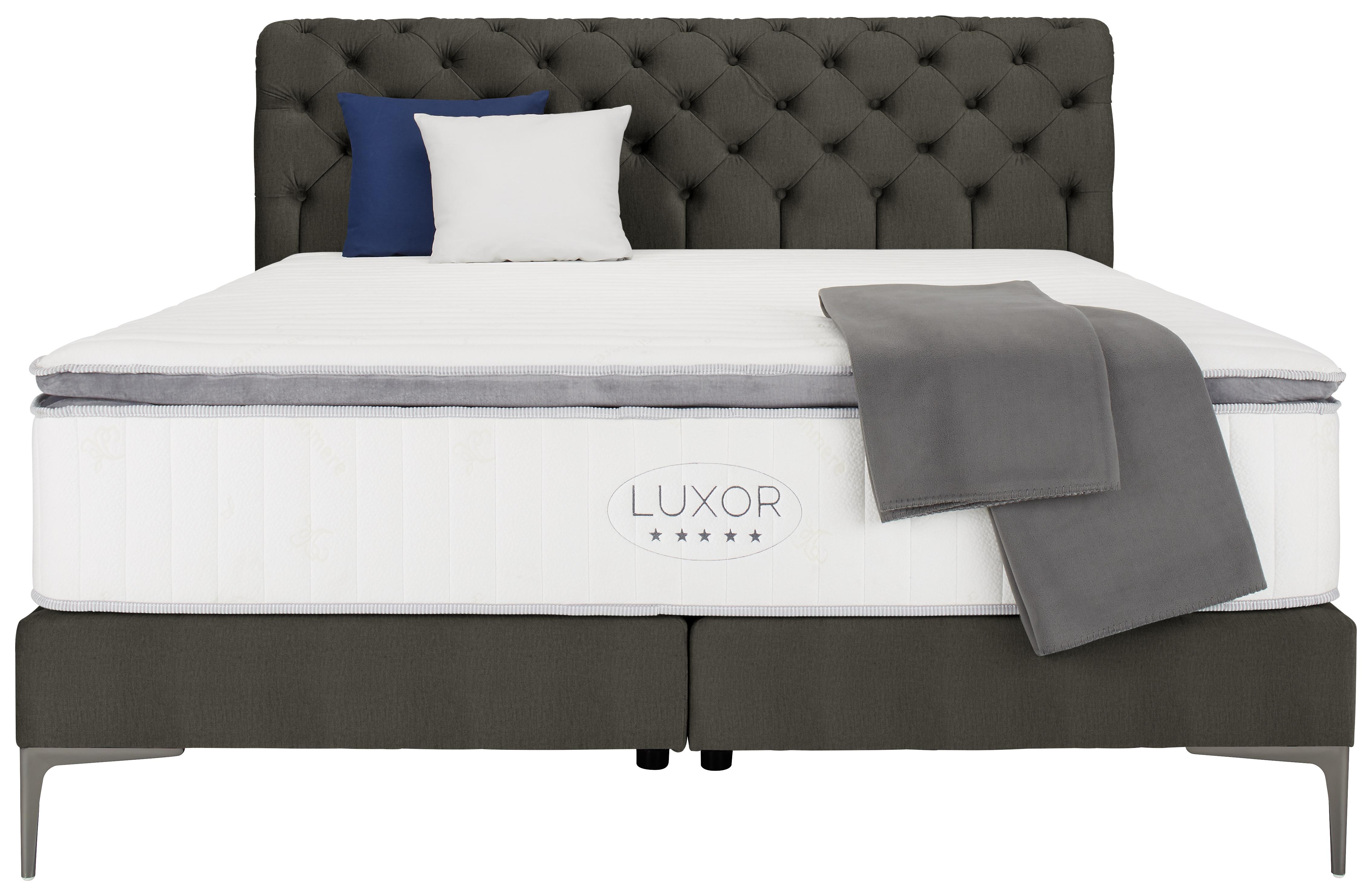 Boxspringbett ca. 180x200cm - Schwarz/Braun, ROMANTIK / LANDHAUS, Holz/Holzwerkstoff (180/200cm) - Premium Living