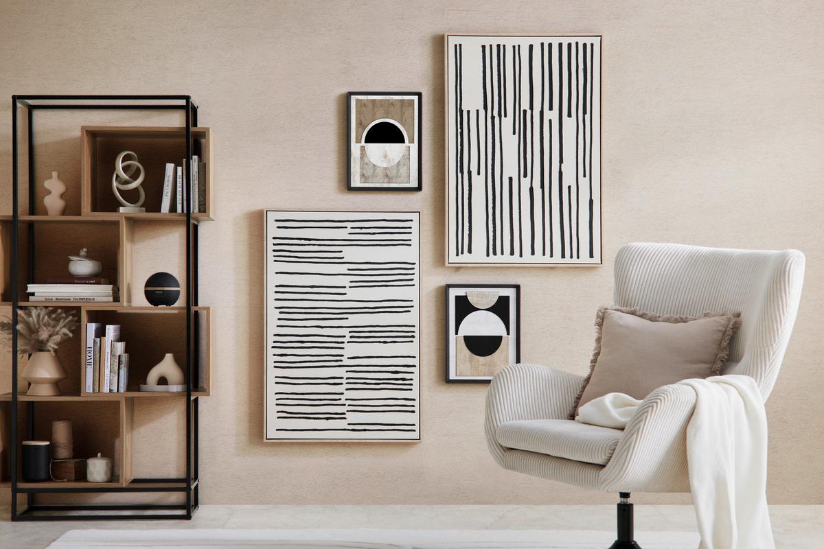 Keilrahmenbild Denise in Schwarz/Beige ca. 60x90cm - Beige/Schwarz, Holz/Kunststoff (60/90cm) - Premium Living