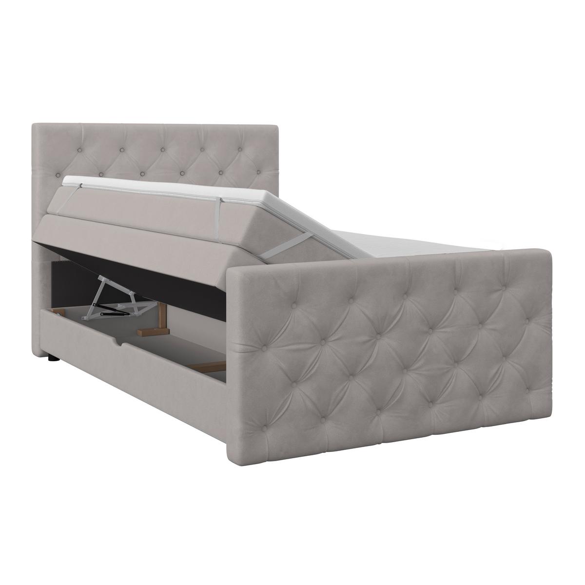 Boxspring Krevet Elio - srebrne boje/bež, Romantično / ladanjski, tekstil/plastika (140/200cm) - Modern Living