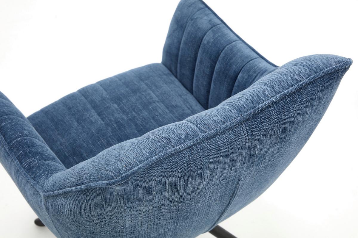 Armlehnstuhl Trient Blau - Blau/Schwarz, MODERN, Textil/Metall (63/88/62cm) - Premium Living