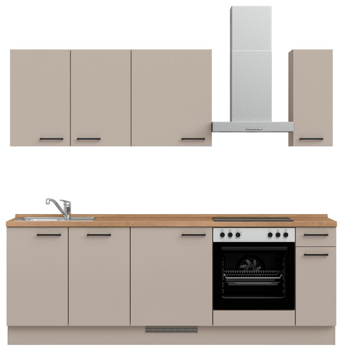 Küchenleerblock Easytouch Low o. Geräte Sandfarben - Sandfarben/Eichefarben, MODERN, Holzwerkstoff/Metall (240cm) - Nobilia
