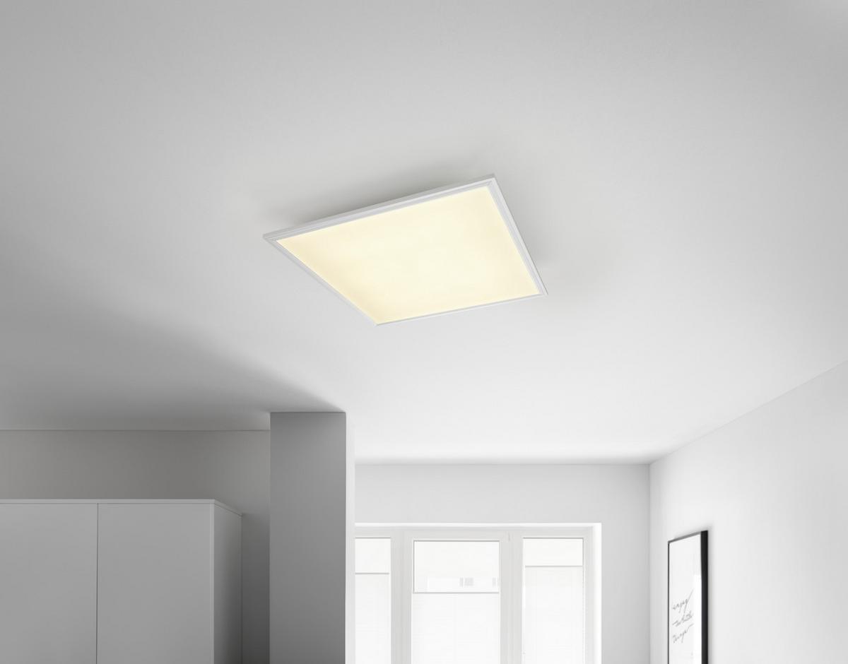 LED Mennyezeti Lámpa Cornelius - fehér, Modern, műanyag/fém (59,5/59,5/8cm) - Premium Living