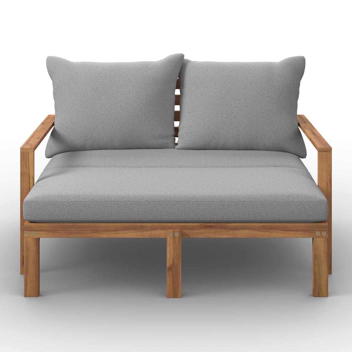 Sonneninsel Pia Grau Akazie/Outdoorstoff - Grau/Akaziefarben, MODERN, Holz/Textil (130/74,5/80-140cm) - Bessagi Garden