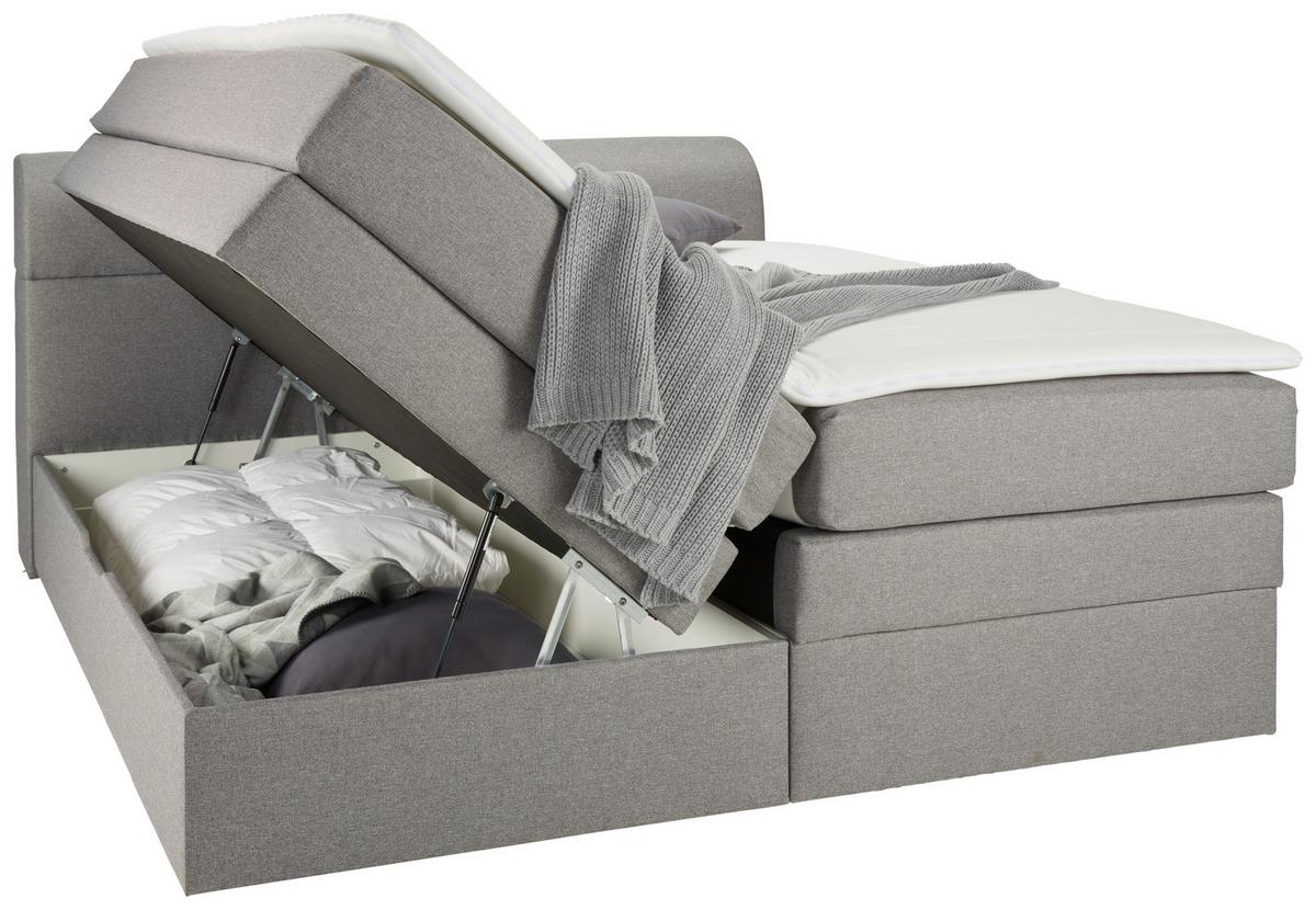 Boxspringbett Flexi 2 in Grau ca. 180x200cm - Schwarz/Grau, KONVENTIONELL, Kunststoff/Textil (180/200cm) - Based