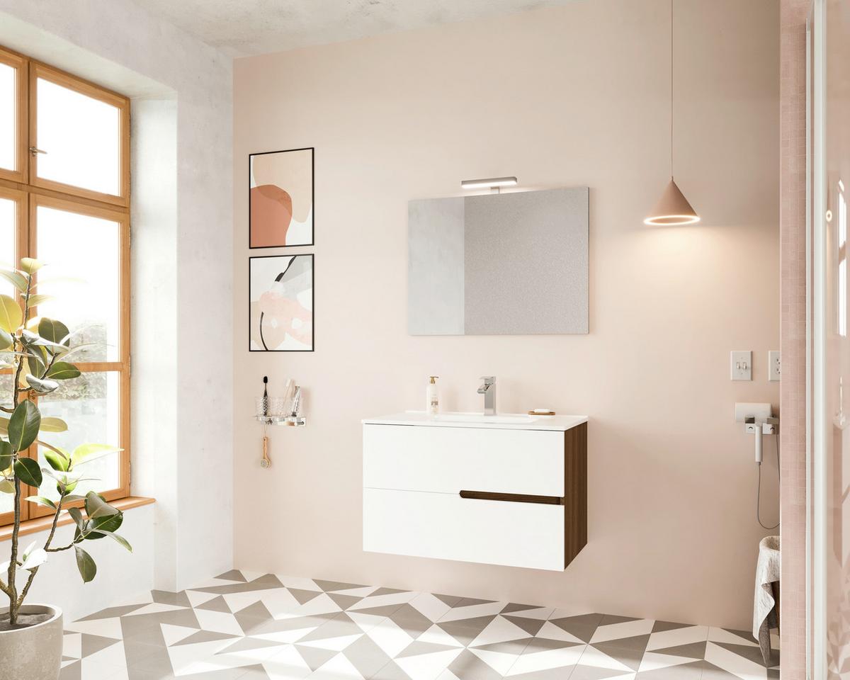 Element Ispod Umivaonika Eva - bijela visoki sjaj/divlji hrast, Moderno, drvni materijal (80/51/46cm)