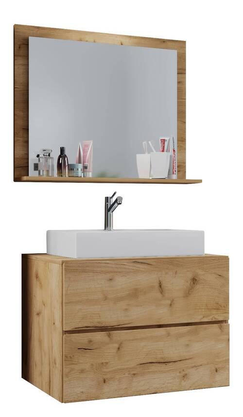 Badezimmer Lendas 3-tlg. ca. 80 cm Honigeiche - Honigeiche/Weiß, MODERN, Keramik/Holzwerkstoff (80cm) - MID.YOU