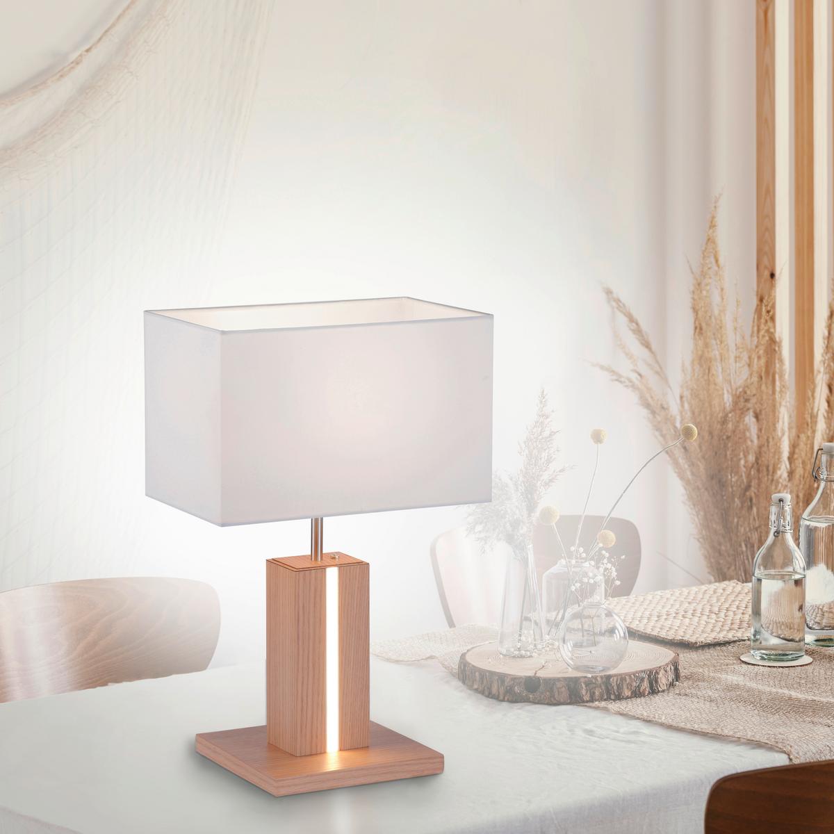LED-Tischleuchte Amanda Weiß/Alufarben max. 40 Watt - Alufarben/Weiß, Holz/Kunststoff (32/32/20cm)
