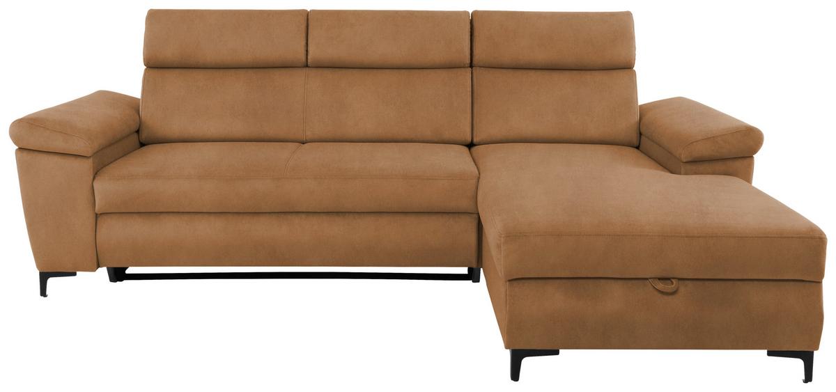 Sedežna Garnitura Santi, Oranžna, Ležišče, Predal - črna/oranžna, Moderno, kovina/tekstil (258/176cm) - Modern Living