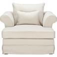 Big Sessel in Beige - Beige/Dunkelbraun, ROMANTIK / LANDHAUS, Holz/Textil (122/71/140cm) - ZANDIARA