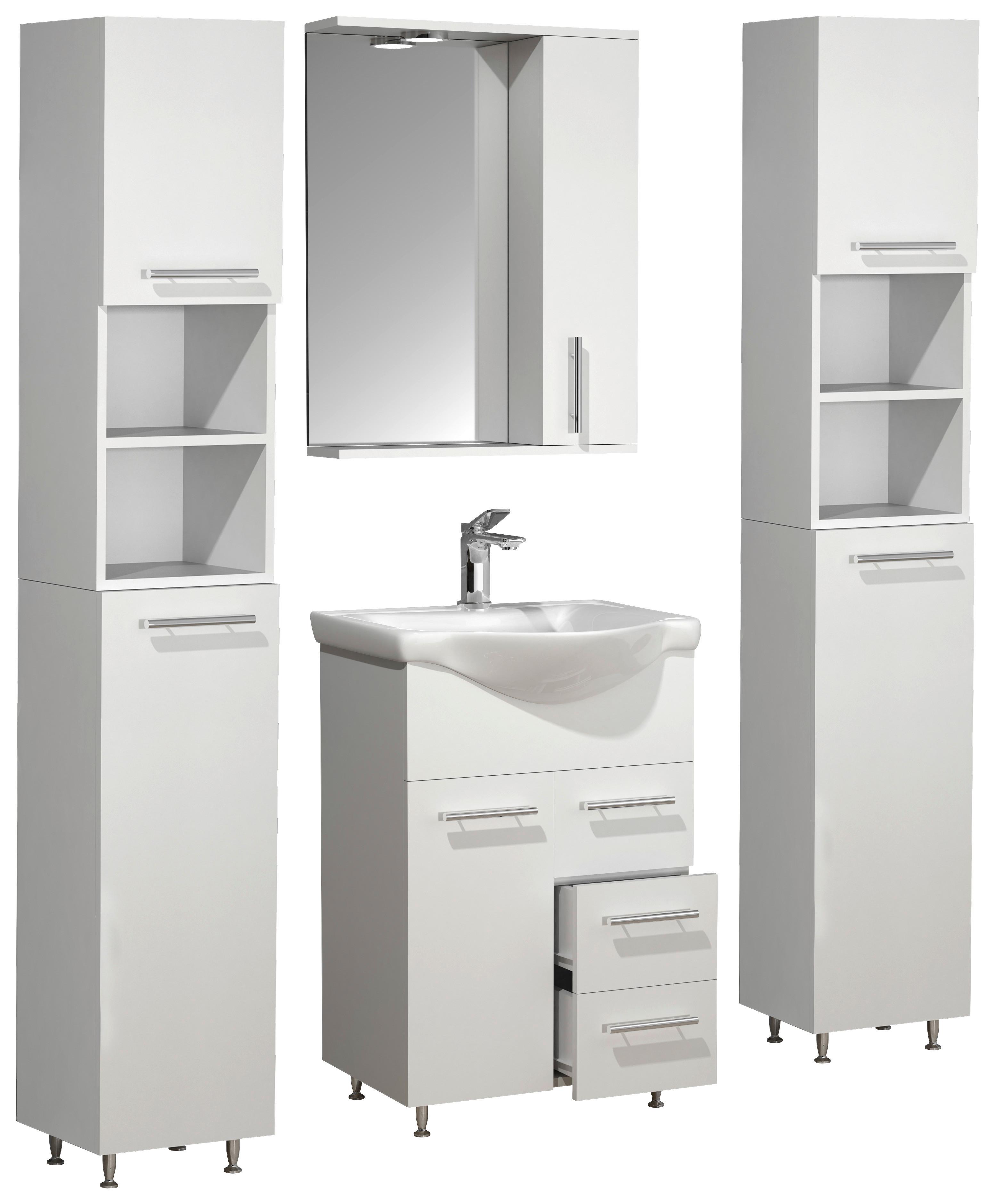 BADEZIMMER LISALO L - Weiss/Silberfarben, Modern, Glas/Keramik (115cm) - MID.YOU