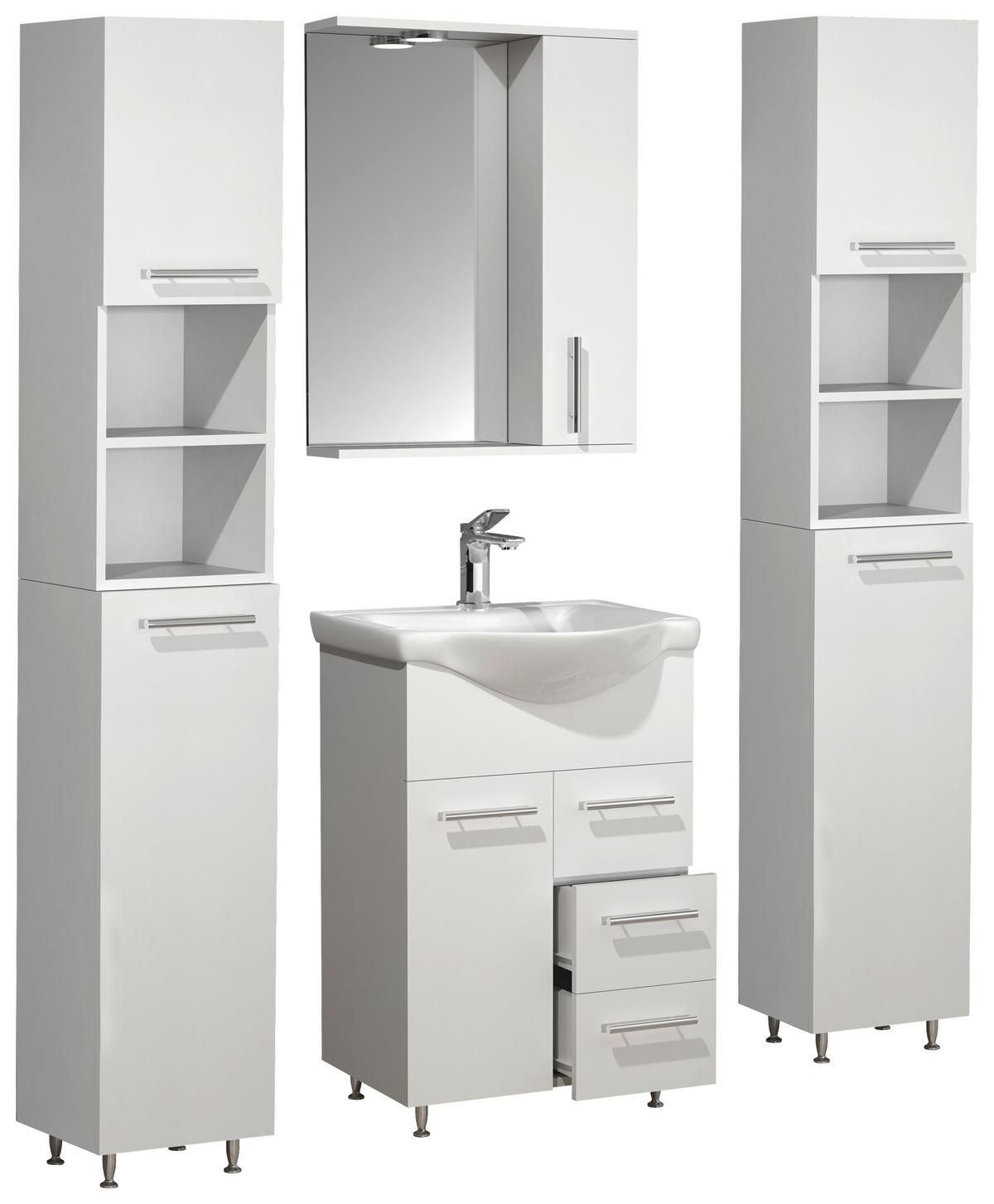 BADEZIMMER LISALO L - Weiss/Silberfarben, Modern, Glas/Keramik (115cm) - MID.YOU