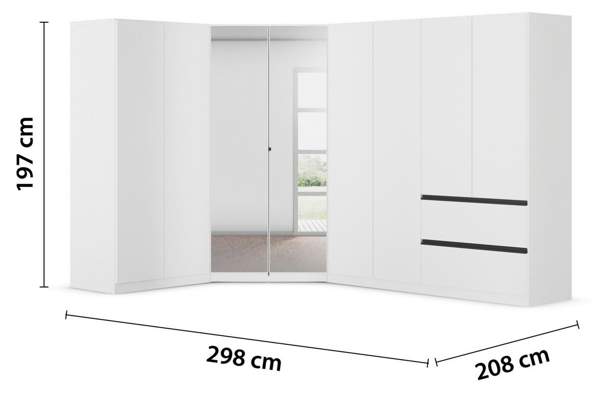 Kotna Omara Za Oblačila Costa, Bela, Siva - barve kroma/siva, Moderno, leseni material (208/197/298cm) - Rauch Möbel