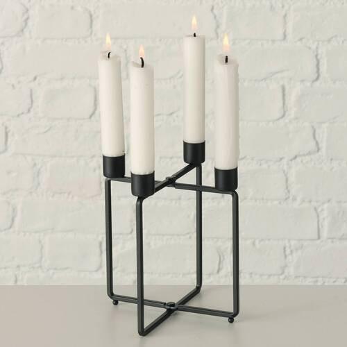 Hengergyertyatartó Karos - fekete, Basics, fém (15/17/15cm) - Modern Living