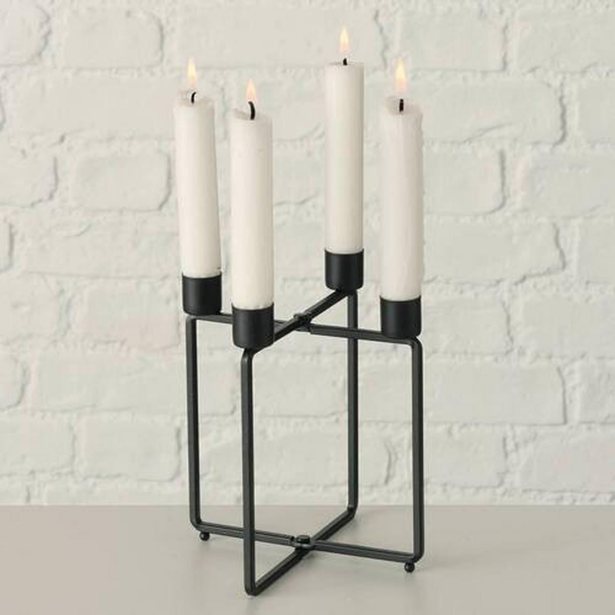 Hengergyertyatartó Karos - fekete, Basics, fém (15/17/15cm) - Modern Living