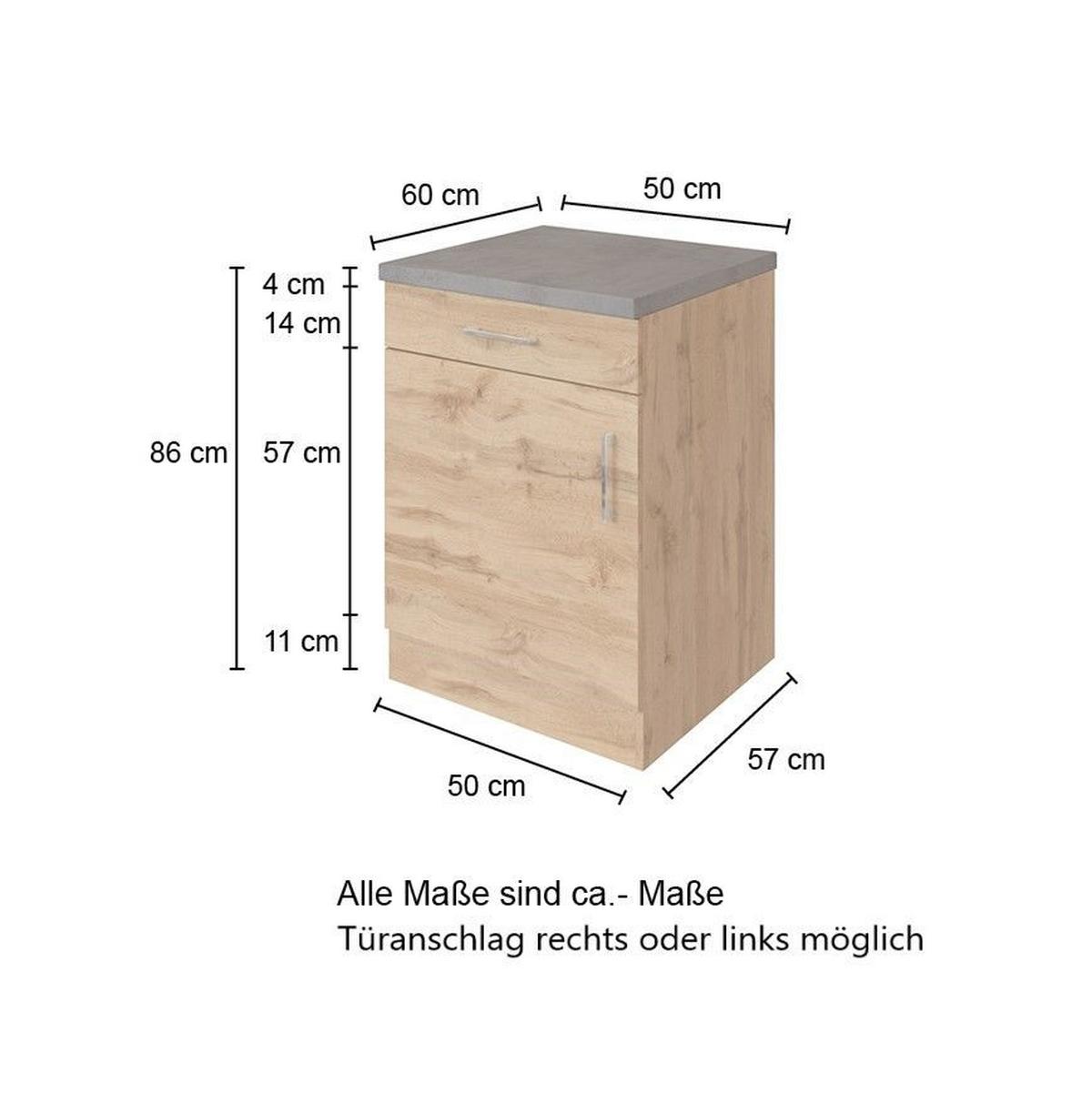 Held Küchenuntscherschrank ca. 50 cm Eiche/Anthrazit - Chromfarben/Anthrazit, MODERN, Holzwerkstoff/Metall (50/85/60cm) - Held