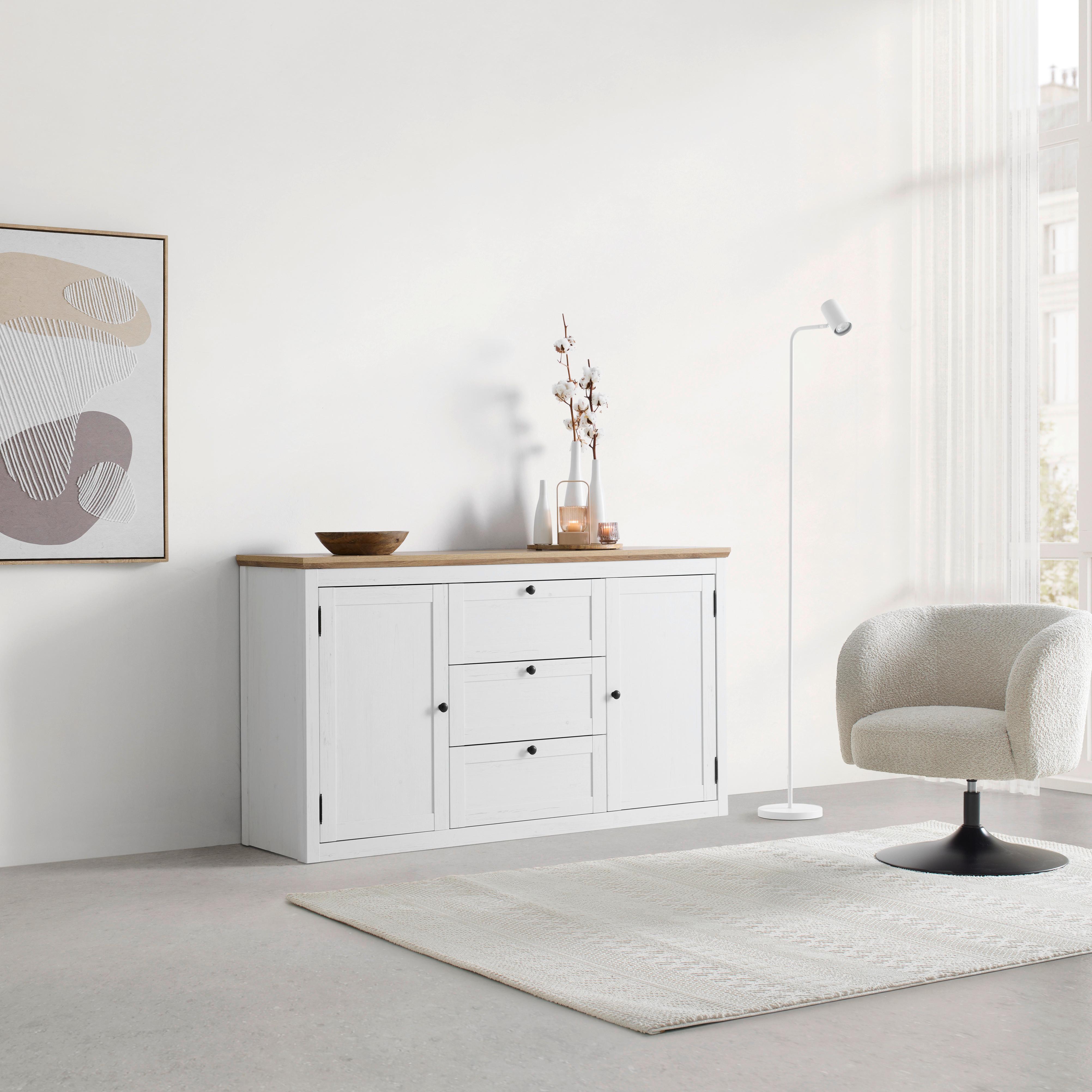 SIDEBOARD KORSIKA -EXKLUSIV- - vit/svart, Romantik / Lanthus, metall/trämaterial (150/85/43cm) - Mömax