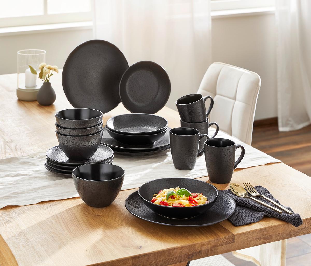 SERWIS OBIADOWO-ŚNIADANIOWY KITWE - czarny, Design, ceramika - Ritzenhoff Breker
