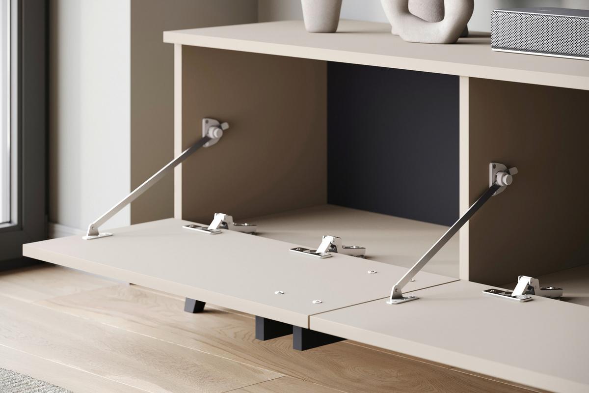 Nizka Omarica Helsinki, Bež - črna/bež, Trend, umetna masa/leseni material (180/40/33cm)