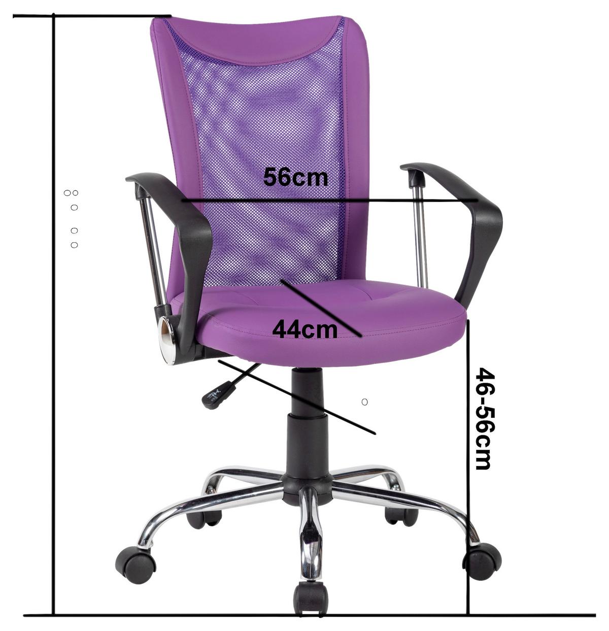 Vanessa Uredska Stolica - ljubičasta/boje kroma, Trend, metal/tekstil (56/99/56cm) - Modern Living