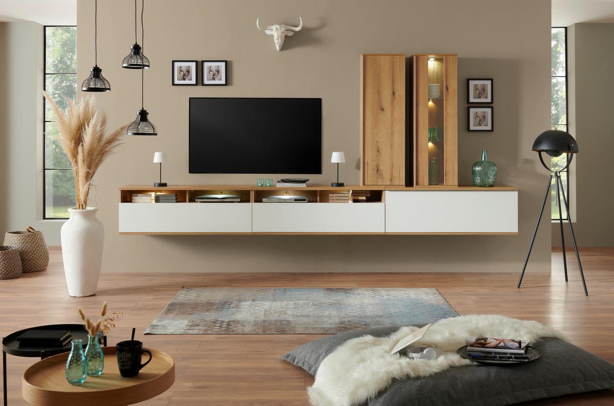 Tv-element Power, Barva Hrasta, Bela - Moderno, umetna masa/leseni material (127,5/46/40cm) - Mömax