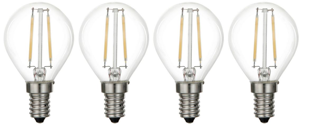 LED-fényforrás 4x4w E14 - átlátszó, Üveg/fém (4,5/7,6cm) - Modern Living