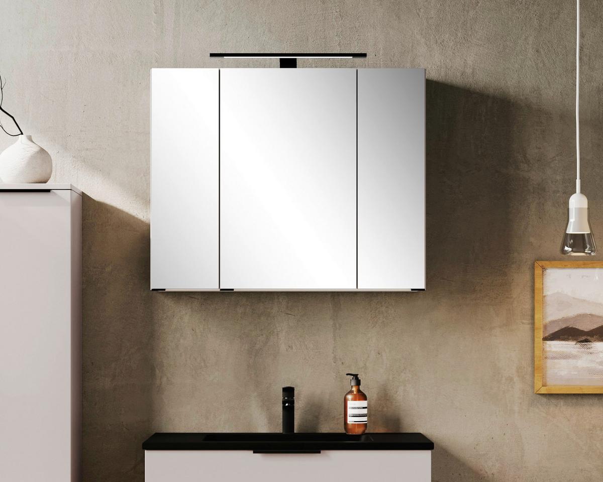 Spiegelschrank Sevilla m. LED ca. 80x64 cm Kaschmir - Kaschmir/Schwarz, MODERN, Glas/Holzwerkstoff (80/64/20cm) - Held