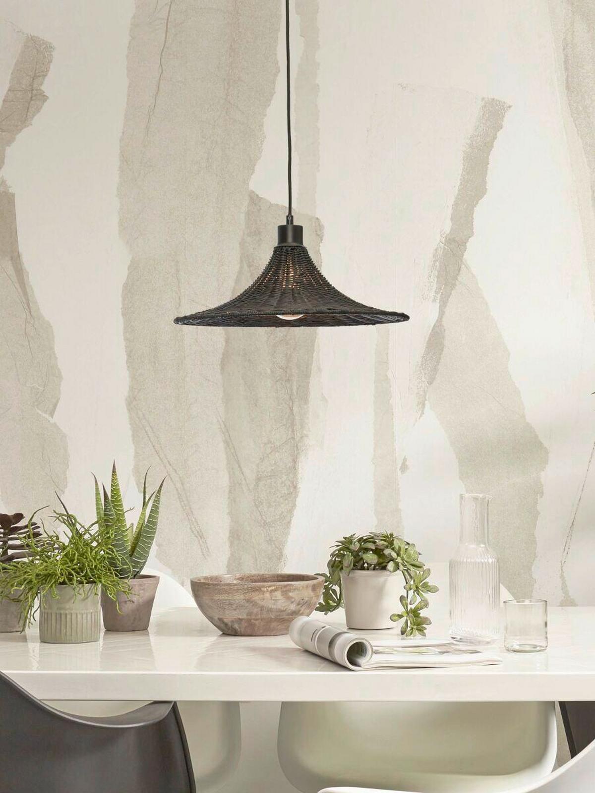 Viseča Svetilka Bora Bora, Črna - črna, Trend, les (40/12cm) - Good & Mojo