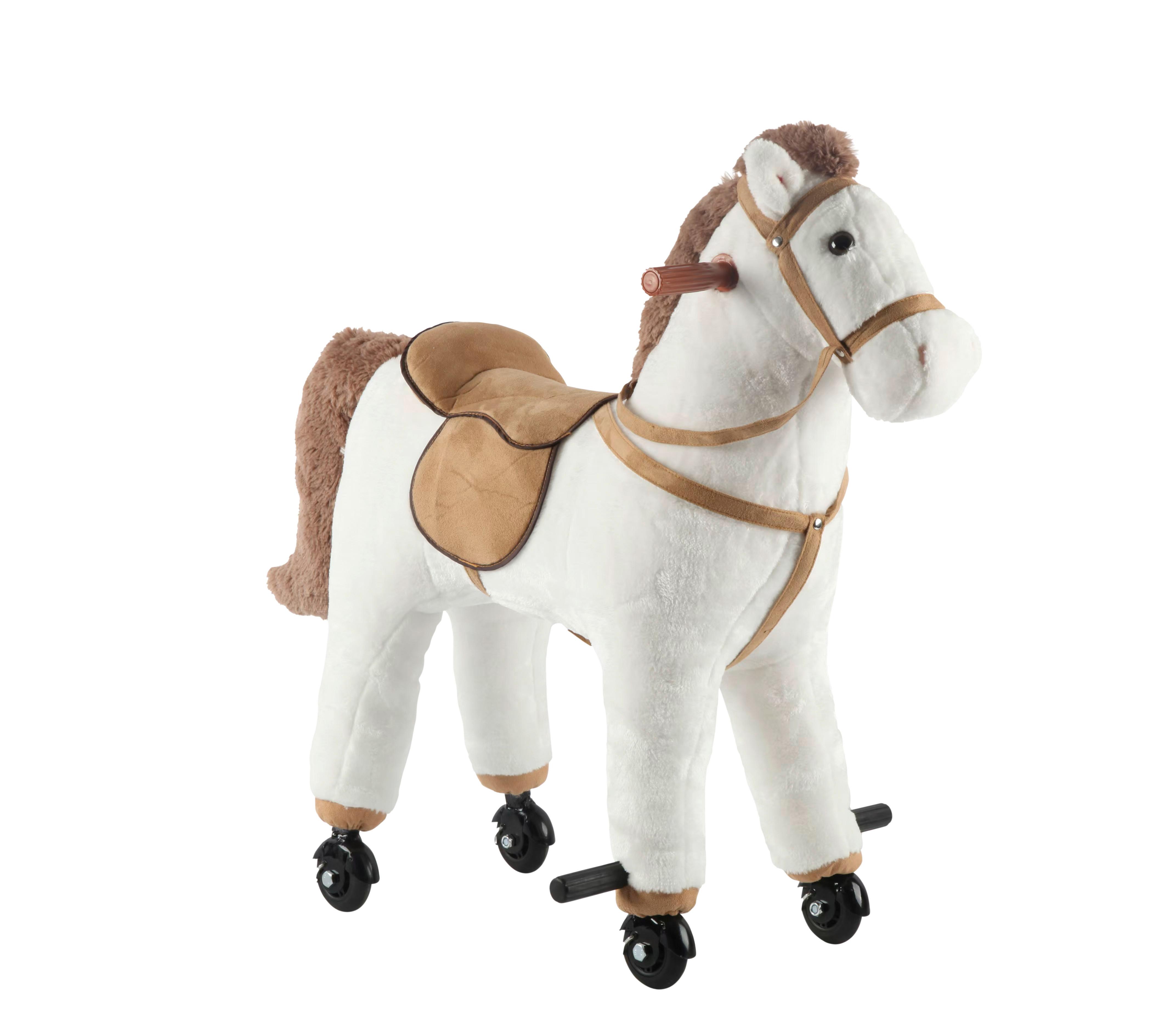 KONIK NA BIEGUNACH JR801 - biały/kolor klonowy, Trend, tworzywo sztuczne/metal (74/45/74cm) - My Baby Lou