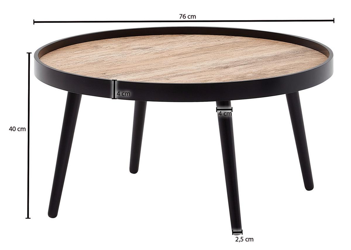 Klubska Miza Wohnling - črna, Moderno, leseni material/les (76/76/40cm) - MID.YOU