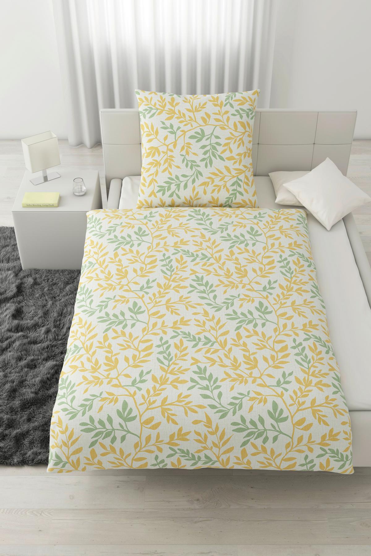Bettwäsche Siglinde in Gelb/Grün ca. 135x200cm - Gelb/Grün, KONVENTIONELL, Textil (135/200cm) - Modern Living