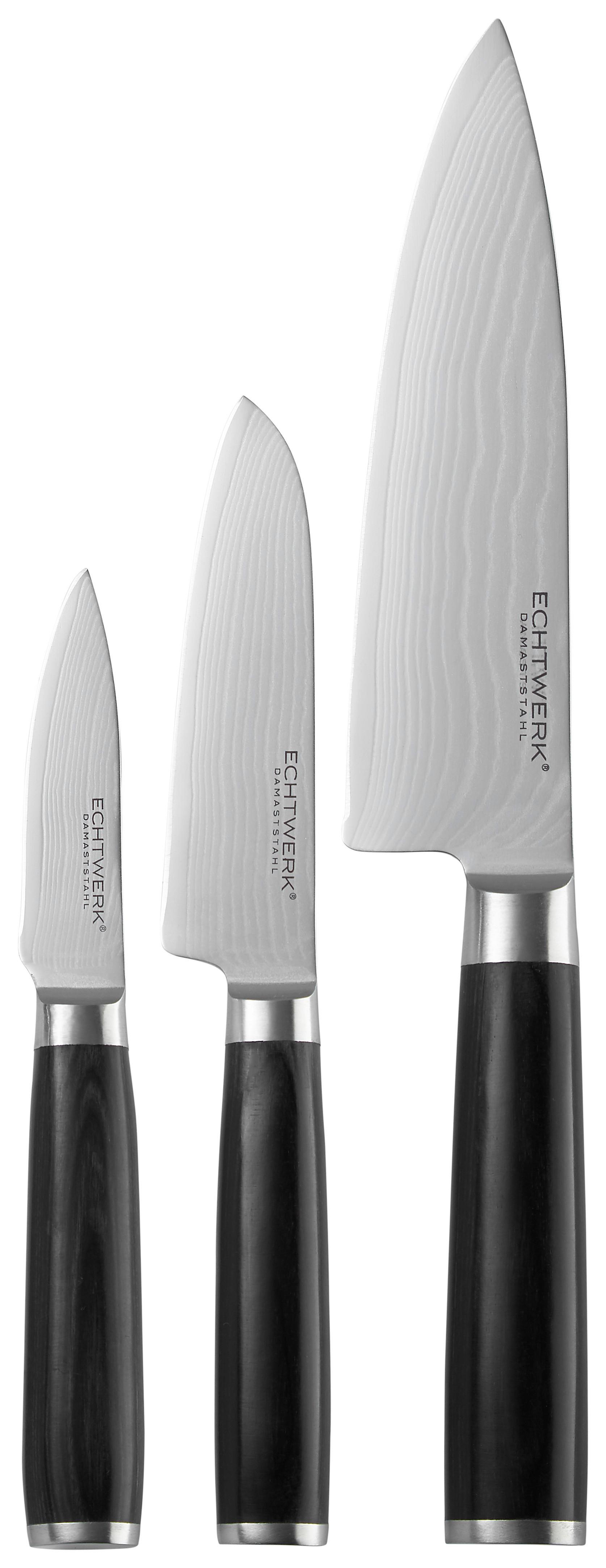 Set Nožev Damaszener, 3-Delni - barve nerjavečega jekla, Trend, kovina (17,8/12,7/8,9cm) - Echtwerk