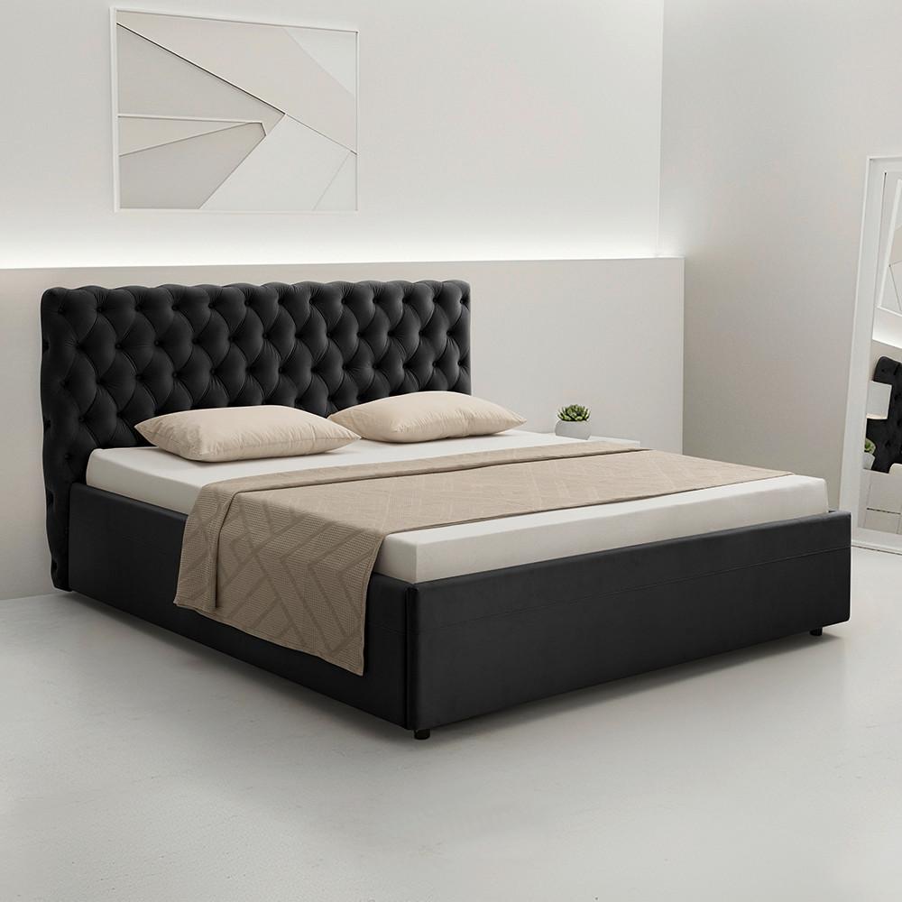 LIT REMBOURRÉ KATAR -EXKLUSIV- - noir, KONVENTIONELL, textile (180/200cm) - Mömax