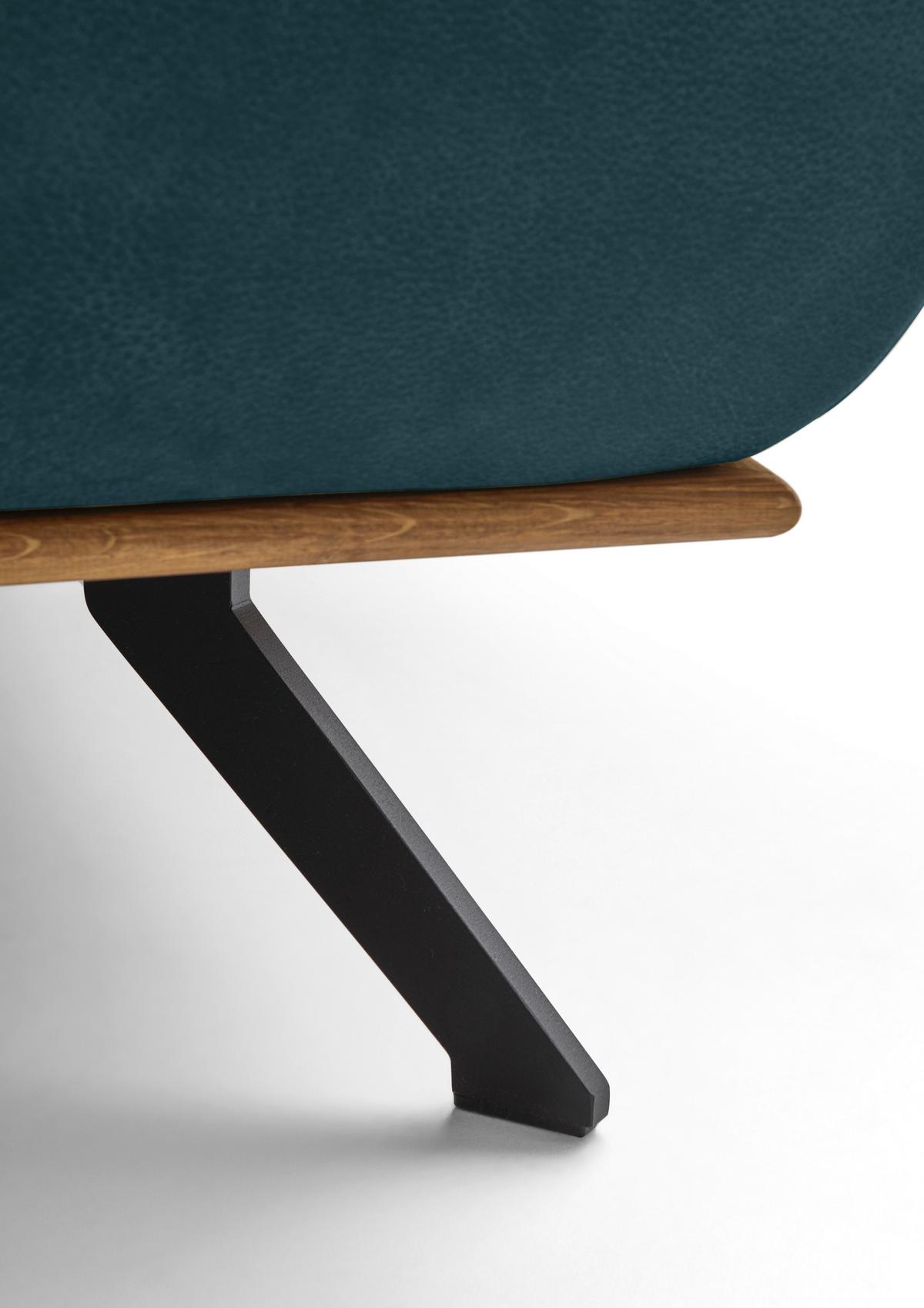 Wohnlandschaft Erling Dunkelblau - Beige/Schwarz, MODERN, Leder/Metall (187/89/322cm) - Premium Living