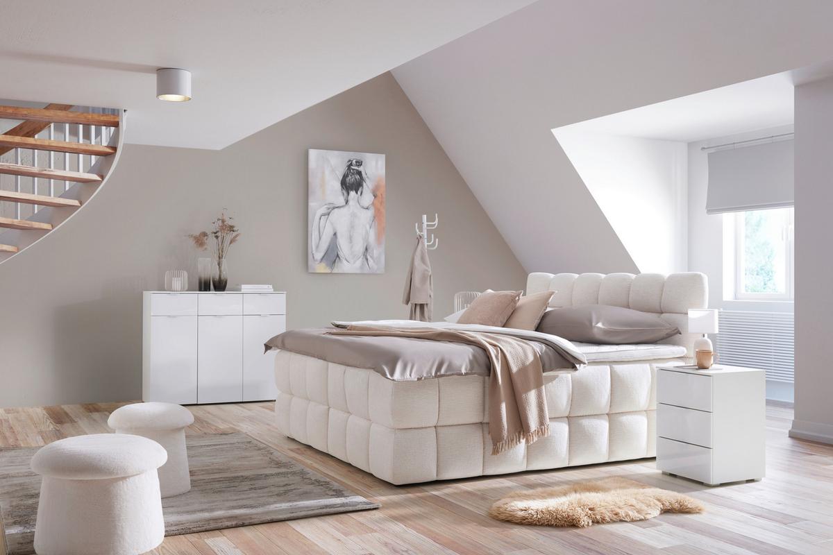 NOPTIERA FIFTY - alb, Konventionell, sticlă/material pe bază de lemn (40/61/42cm) - Premium Living